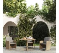 BOWEKAM Home & Garden-Garden - Mesa de jardín beige 109 x 107 x 74 cm, poliratán y cristal a elegir