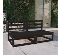 BOWEKAM Home & Garden-Garden - Sofá de 2 plazas de madera de pino maciza, color negro