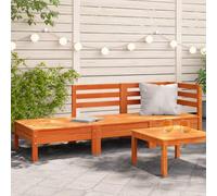 BOWEKAM Home & Garden-Garden Sofá de 3 plazas de madera maciza de pino color marrón encerado