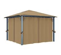 BOWEKAM Home & Garden-Gazebo con cortina 300 x 300 cm, color gris topo de aluminio
