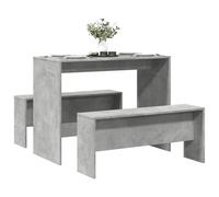 BOWEKAM Home & Garden - Juego de mesa de comedor y banco de 3 piezas, color gris hormigón, elección de muebles de madera