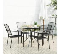 BOWEKAM Home & Garden - Juego de sillas de jardín apilables de 5 piezas, color antracita, acero con recubrimiento en polvo, elección de muebles