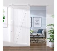 BOWEKAM Home & Garden-Kit de herrajes para puerta corredera de acero blanco de 183 cm