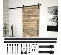 BOWEKAM Home & Garden-Kit de herrajes para puerta corredera SKIEN de acero de 200 cm, color negro