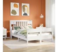 BOWEKAM Home & Garden-Librería Cama sin colchón Blanco 140 x 190 cm Madera maciza Pino-Furniture Choice