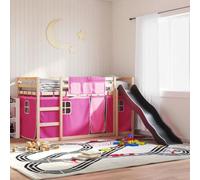 BOWEKAM Home & Garden - Litera sin colchón con tobogán y cortinas, color rosa, 90 x 190 cm, elección de muebles individuales