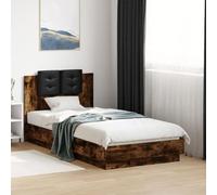 BOWEKAM Home & Garden - Marco de cama con LED sin colchón, roble ahumado, 90 x 190 cm, elección de muebles individuales