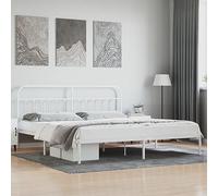 BOWEKAM Home & Garden-Marco de cama de metal sin colchón con cabecero blanco, 200 x 200 cm, elección de muebles
