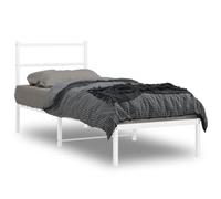 BOWEKAM Home & Garden-Marco de cama de metal sin colchón con cabecero blanco, 80 x 200 cm, elección de muebles
