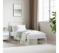 BOWEKAM Home & Garden - Marco de cama de metal sin colchón con cabecero blanco, 90 x 200 cm, elección de muebles