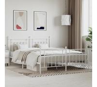 BOWEKAM Home & Garden - Marco de cama de metal sin colchón con estribo blanco, 160 x 200 cm, elección de muebles