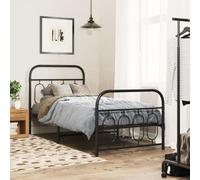 BOWEKAM Home & Garden-Marco de cama de metal sin colchón con estribo negro 90 x 190 cm, elección de muebles