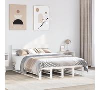 BOWEKAM Home & Garden - Marco de cama sin colchón, color blanco, 140 x 200 cm, madera maciza de pino