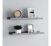 BOWEKAM Home & Garden-Marco de fotos repisa estantes 2 piezas gris 40 x 9 x 3 cm MDF-Furniture Choice