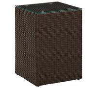 BOWEKAM Home & Garden - Mesa auxiliar con tapa de cristal, color marrón, 35 x 35 x 52 cm, poliratán