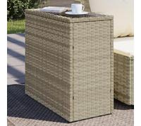 BOWEKAM Home & Garden - Mesa auxiliar de jardín con tapa de cristal, color gris claro, 58 x 27,5 x 55 cm, poliratán