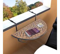 BOWEKAM Home & Garden - Mesa de balcón colgante de terracota con mosaico y muebles a elegir