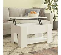 BOWEKAM Home & Garden - Mesa de café blanca 79 x 49 x 41 cm, diseño de madera