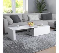 BOWEKAM Home & Garden - Mesa de café blanca de 150 x 50 x 35 cm, diseño de madera