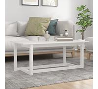 BOWEKAM Home & Garden - Mesa de centro blanca de madera maciza de pino (110 x 55 x 45 cm), color blanco