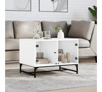 BOWEKAM Home & Garden - Mesa de centro con puertas de cristal, color blanco, 68,5 x 50 x 50 cm, elección de muebles