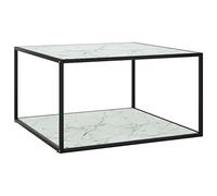 BOWEKAM Home & Garden - Mesa de centro negra con cristal de mármol blanco, 90 x 90 x 50 cm, elección de muebles