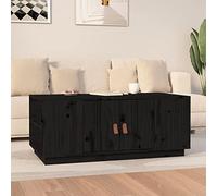 BOWEKAM Home & Garden - Mesa de centro negra de madera maciza de pino (100 x 50 x 41 cm), color negro