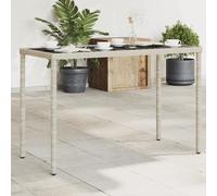 BOWEKAM Home & Garden - Mesa de jardín con tapa de cristal, color gris claro, 115 x 54 x 74 cm, poliratán