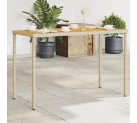 BOWEKAM Home & Garden - Mesa de jardín con tapa de madera de acacia, color beige, 115 x 54 x 74 cm, poliratán