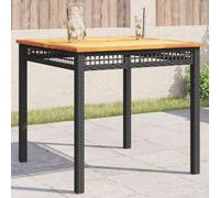 BOWEKAM Home & Garden - Mesa de jardín de 80 x 80 x 75 cm, poliratán, madera de acacia, color negro
