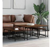 BOWEKAM Home & Garden-Mesas auxiliares anidables de madera de roble marrón, 5 piezas, elección de muebles de madera