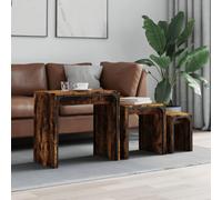 BOWEKAM Home & Garden-Mesas auxiliares anidables de roble ahumado 3 piezas elección de muebles de madera de roble ahumado