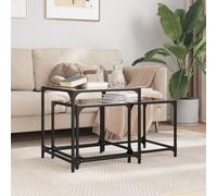 BOWEKAM Home & Garden-Mesas de centro anidables de 2 piezas con parte superior de cristal negro elección de muebles de acero