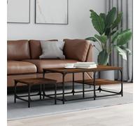 BOWEKAM Home & Garden-Mesas de centro anidables de roble marrón 2 piezas elección de muebles de madera
