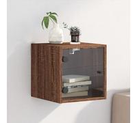 BOWEKAM Home & Garden - Mesita de noche con puerta de cristal de roble marrón, 35 x 37 x 35 cm, elección de muebles