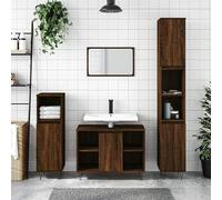 BOWEKAM Home & Garden - Mueble de baño de roble marrón, 30 x 30 x 100 cm, diseño de muebles de madera