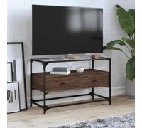 BOWEKAM Home & Garden-Mueble de TV con tapa de cristal de roble marrón, 80 x 35 x 51 cm, elección de muebles de madera