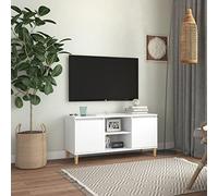 BOWEKAM Home & Garden-Mueble para TV con patas de madera maciza, color blanco, 103,5 x 35 x 50 cm, elección de muebles