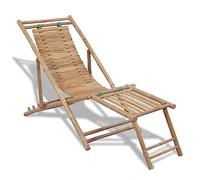 BOWEKAM Home & Garden-Outdoor - Silla de terraza con reposapiés de bambú