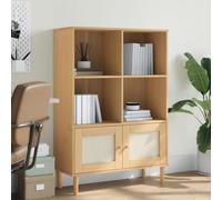 BOWEKAM Home & Garden SENJA - Estantería con aspecto de ratán marrón 90 x 35 x 130 cm, madera maciza de pino, elección de muebles