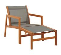 BOWEKAM Home & Garden-Silla de jardín con reposapiés, madera maciza de eucalipto gris y textileno, elección de muebles