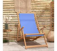 BOWEKAM Home & Garden- Silla de playa plegable de madera maciza de teca, color azul