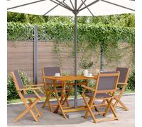 BOWEKAM Home & Garden- Sillas de jardín plegables de 4 piezas de tela antracita y madera maciza