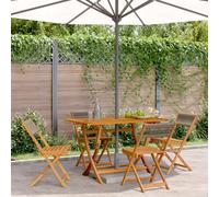 BOWEKAM Home & Garden- Sillas de jardín plegables de madera maciza de acacia, 4 piezas, color gris