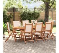 BOWEKAM Home & Garden- Sillas de jardín plegables para jardín, 8 piezas, madera maciza de acacia y textileno, elección de muebles