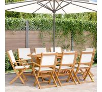 BOWEKAM Home & Garden- Sillas de jardín plegables para jardín, 8 piezas, tela blanca crema y madera maciza, elección de muebles