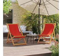 BOWEKAM Home & Garden- Sillas de playa plegables, 2 piezas, tela roja, elección de muebles