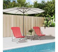 BOWEKAM Home & Garden- Sillas de playa plegables, 2 piezas, textileno rojo y acero recubierto de polvo, elección de muebles