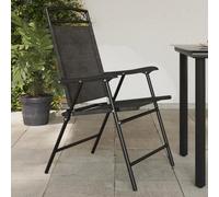 BOWEKAM Home & Garden- Sillas plegables de jardín, 4 piezas, acero gris melange y textileno, elección de muebles