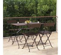BOWEKAM Home & Garden- Sillas plegables para bistró, 4 piezas, ratán de poliéster marrón y acero, elección de muebles
